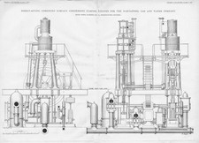 HARTLEPOOL Gas & Water Co Pumping Engines Antique Print 1888