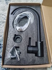 ELLIS Entella/BK/W  Single Lever Swan Neck Kitchen Tap Black