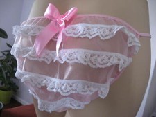 pink sheer nylon knickers lace frilly  Tango Panties   feminine Lingerie