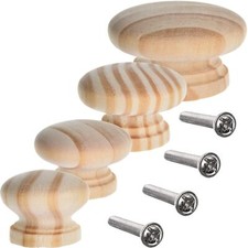 Pine Wooden Knobs With Insert & Screw Wooden Drawer Cupboard Cabinet Knobs