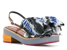 Marni kitten Women's heeled slingback sandals big fabric bow Size UK 6 - IT 39