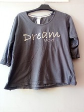 Avon Ladies Womens Dark Grey Dream Sleepwear Pyjama  34 Sleeve Top- Size 10/12