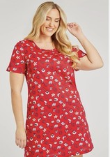 Bon Marche Xmas Pudding Print Round Neck Short Sleeve Nightdress Size 12/14 new 