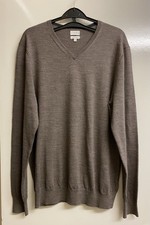 Linea Luxury Merino Wool Marble Brown V Neck Pullover Jumper, Size M. NWOT.