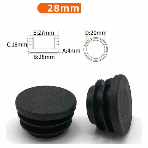 12mm 76mm round - black, plastic