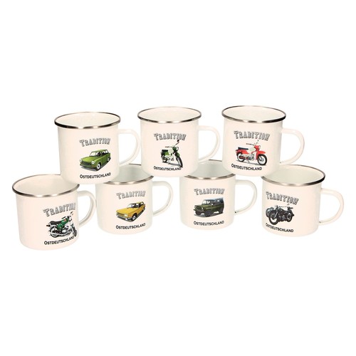Enamel mug with silver rim - enamel,
