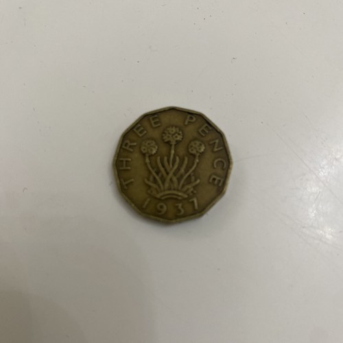1937 three pence - , coin