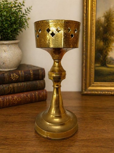 Vintage brass chalice candle - vintage,