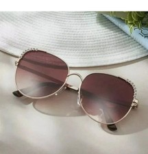 Avon Diamante Sunglasses GOLD tone Acrylic lenses + Draw string pouch UV400