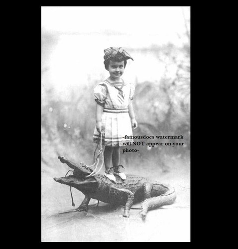 Vintage alligator girl - girl, leash