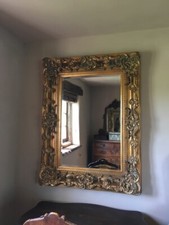 Large Heavy Gold Statement French Ornate Over mantle Statement Wall Mirror 4ft