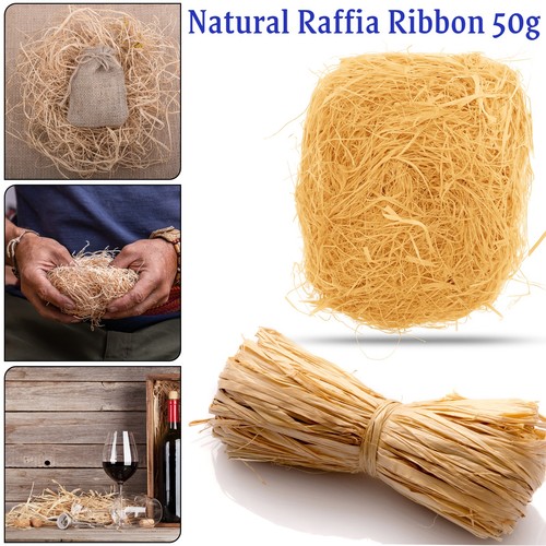 50g natural raffia - natural, ribbon