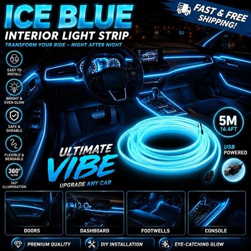 Ice blue car interior led - 5m,