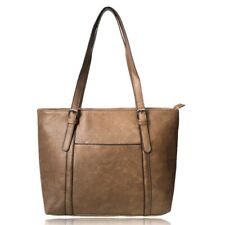 Women's Large Faux Leather Classic Tote Bag - Ladies Shopper Handbag