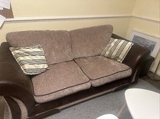 DFS SOFA BED 3 Seater Folding Guest Bed Beige Brown Chenille Double Mattress