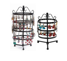 3 & 4 Tier Rotating Earring Jewellery Display Stand – Black Metal – 360° Spinner
