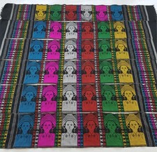 Vintage African Kente-Inspired Woven Multicolor Portrait Pattern Cloth 178x158cm