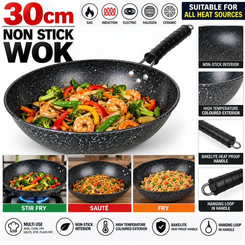 30cm non stick wok frying - non,