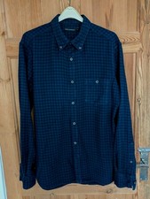 French Connection Flannel Check Shirt Size L Blue Long-sleeved Mens Shirts. Slim