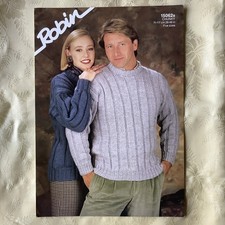 Robin knitting pattern 15062B. Sweater, Chunky 28-46"  NEW, old stock