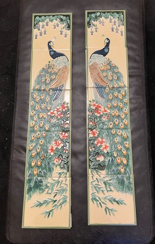 Fire place tiles peacock - place,