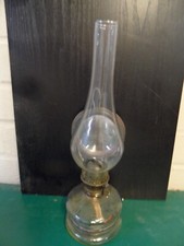 Rare Antique Turkish Glass Font Oil Lamp w/ Reflector and Chimney