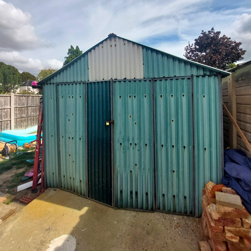 Green corrugated metal garden - green,