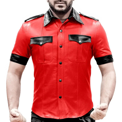 Men red genuine leather - genuine,