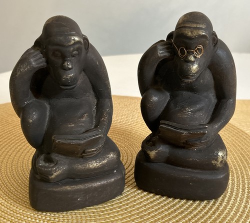Pair vtg dark faux bronze - faux,