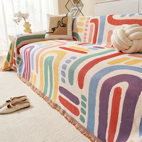 Colourful woven sofa throw - colourful,