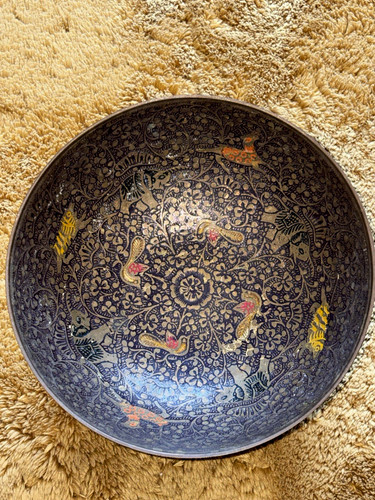 Brass pedestal bowl engraved - brass,
