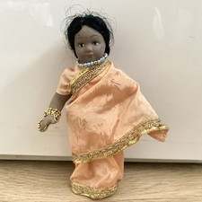Vintage Porcelain Doll Indian Doll In Traditional Indian Dress Sari 22cm