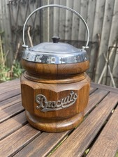 Vintage Wooden Biscuit Barrel