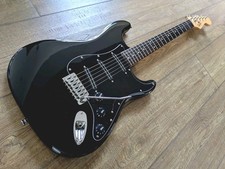 MEAN BLACK Fender Squier Strat HHH w MAJOR DUAL RAIL PUP UPGRADE + EXTRAS