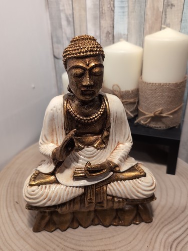 Buddha sitting resin gold - resin,