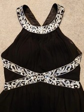 Quiz Black Silver Long Dress