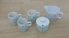 Hornsea Fleur Coffee Tea Cups Sugar Pot Creamer Vintage 1970's Set Of 5