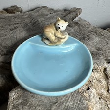 WADE WHIMSIES Whimtray Bear on Blue  Vintage Collectible Trinket Dish Tray