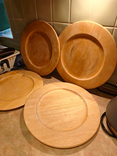 Wooden plates round 32cm - wooden,