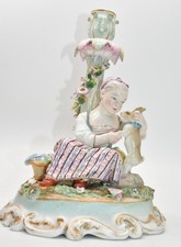 Fine Antique Dresden German Porcelain Figural Candlestick, 19thC Meissen Style