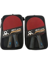 Boli Table Tennis Bat Set with Cases TT Racket Red Black Paddle Set