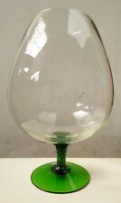 Vintage Hand Blown Giant 6 Litre Green & Clear Glass Cognac Glass - 32cm - Vase