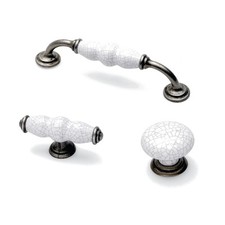 Winchester Ceramic Cabinet Handles 3 Variations 3 Finishes Crackled Ceramic New!