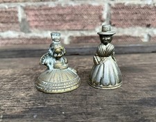 2 Vintage Brass Lady Bells