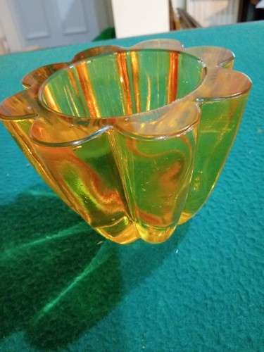 Vintage amber glass vase very - glass,