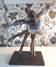 Beautiful Large Ballet Dancers Bronze Effect Figures Resin Statue Ornament VGC
