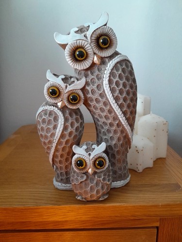Realistic owl family figurine - realistic,