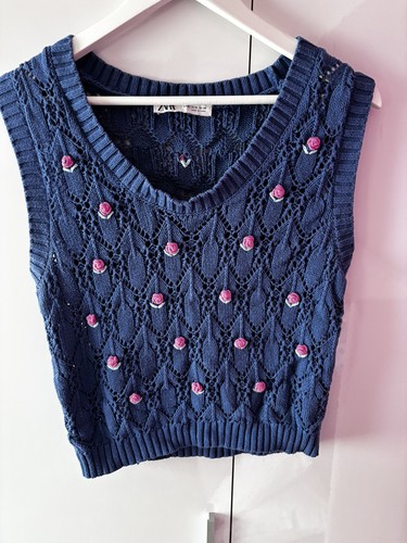 Zara blue crochet pink - , flowers
