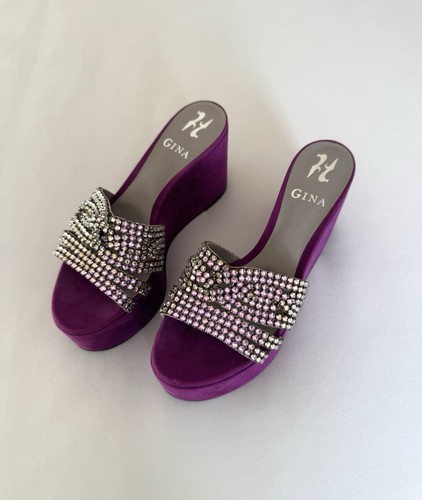 Gina purple suede - suede, swarovski