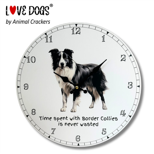 Border collie wall clock time - collie,